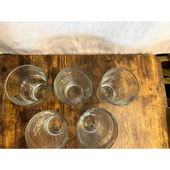 Set Of 5 Libbey Orbita Glasses Wave Pattern 16 Oz Each - Picture 2 of 8